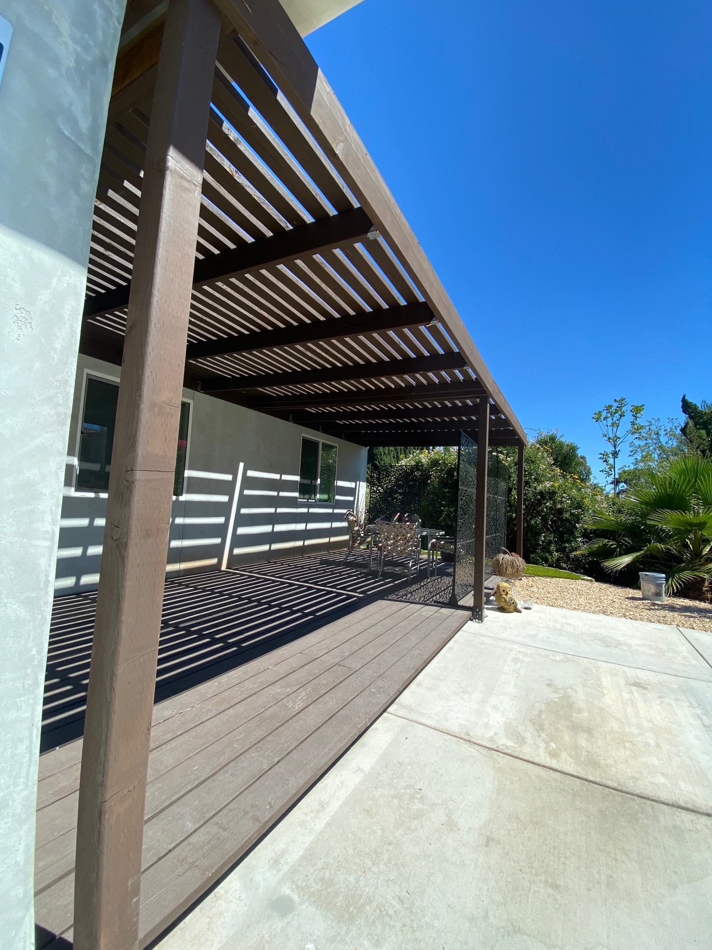 Attached Redwood Pergola