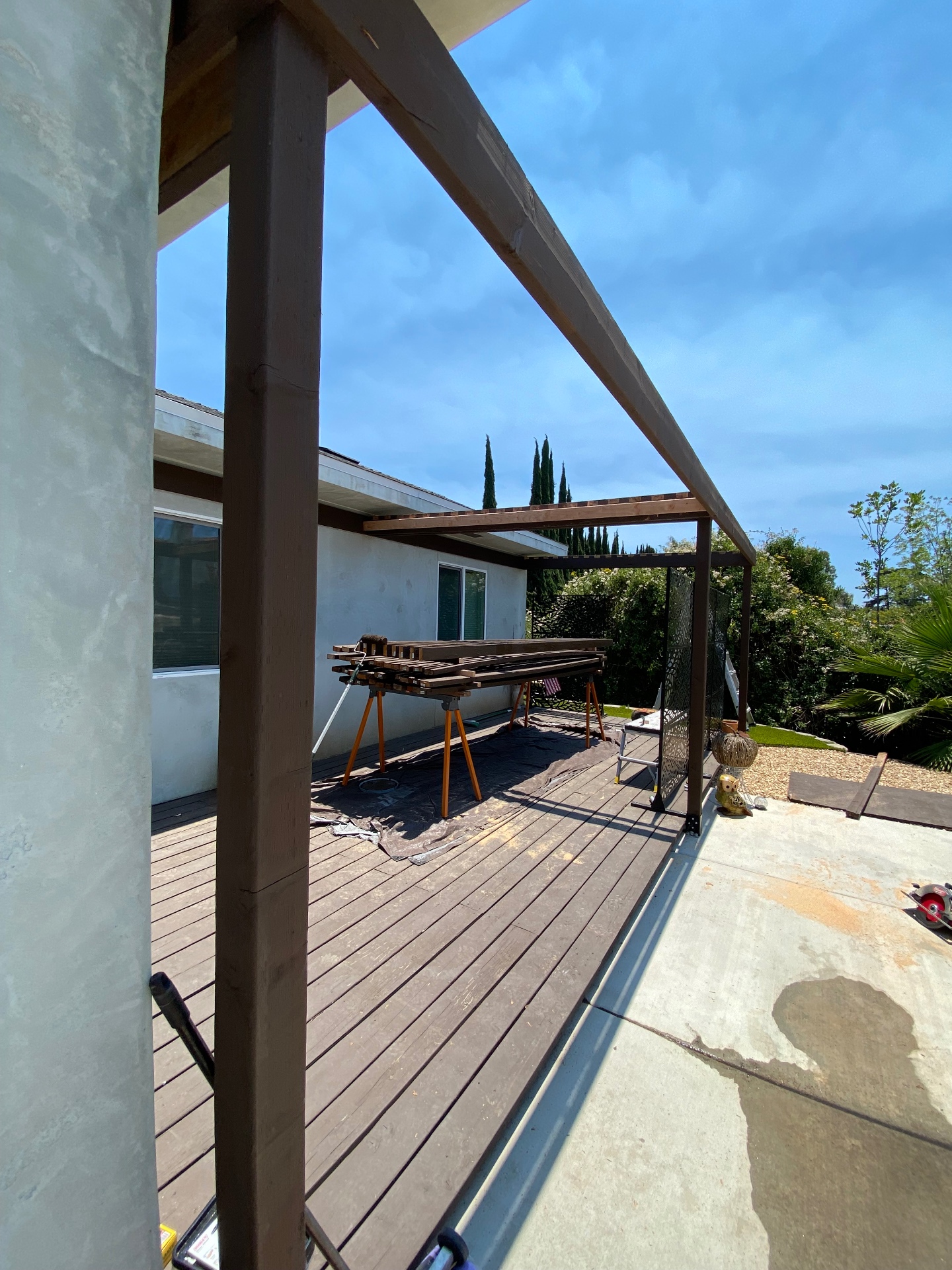 Attached Redwood Pergola before
